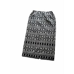 Vintage Pure Silk Size 12 Black & Beige 100% Silk Midi Length Pencil Skirt